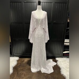 ASOS Ciara White sequin kimono sleeve Wedding Dress